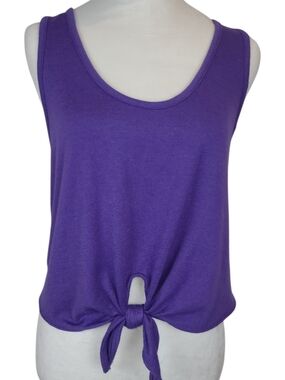 Wilfred Free Aritzia Betsy Tie-Front Cropped Tank Top Purple Large NWOT